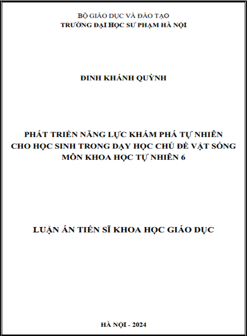 Luận án – Phát Triển Năng Lực Khám Phá Tự Nhiên Cho Học Sinh Trong Dạy Học Chủ Đề Vật Sống Môn Khoa Học Tự Nhiên 6