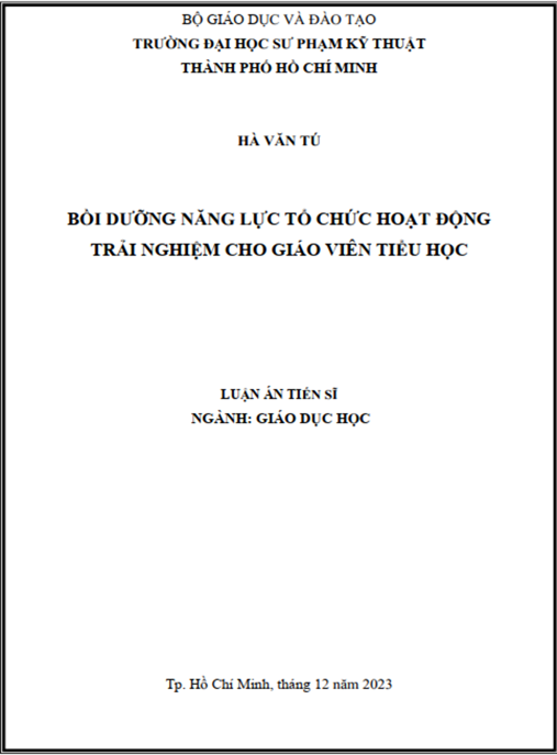 Luận án – Bồi dưỡng năng lực tổ chức hoạt động trải nghiệm cho giáo viên tiểu học
