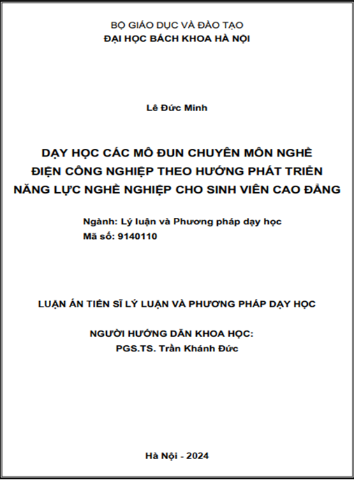 Luận án – Dạy học các mô đun chuyên môn nghề điện công nghiệp theo hướng phát triển năng lực nghề nghiệp cho sinh viên cao đẳng