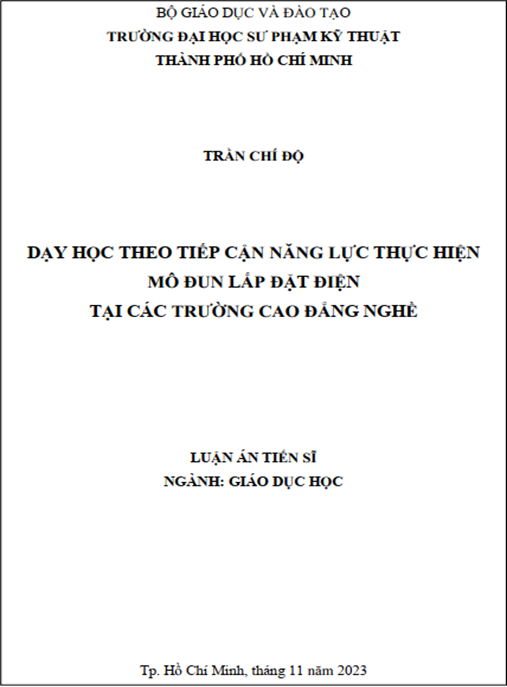 Luận án – Dạy học theo tiếp cận năng lực thực hiện mô đun lắp đặt điện tại các Trường Cao Đẳng Nghề
