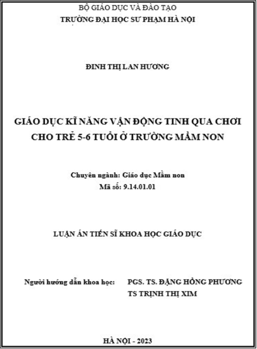 Luận án – Giáo dục kĩ năng vận động tinh qua cho cho trẻ 5-6 tuổi ở trường mầm non