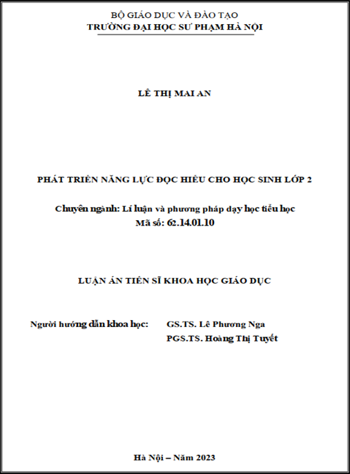 Luận án – Phát triển năng lực đọc hiểu cho học sinh lớp 2