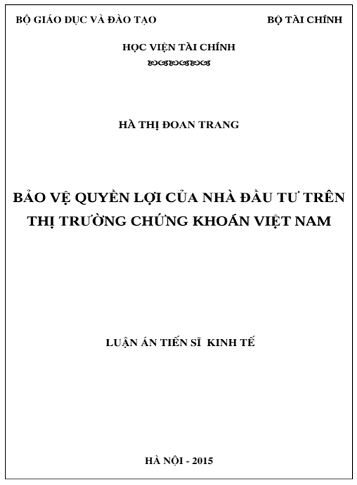 Luận án Bảo vệ quyền lợi của nhà đầu tư trên thị trường chứng khoán Việt Nam