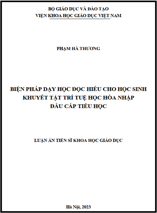 Luận án – Biện pháp dạy học đọc hiểu cho học sinh khuyết tật trí tuệ học hòa nhập đầu cấp tiểu học