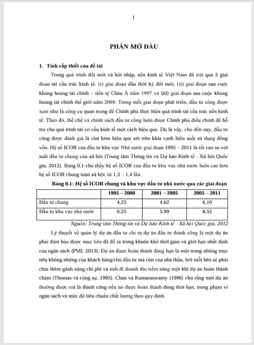Luận án Các yếu tố ảnh hưởng đến chậm tiến độ và vượt dự toán dự án đầu tư công tại Việt Nam.