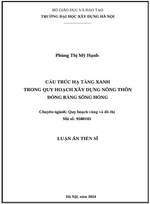 Luận án – Cấu trúc hạ tầng xanh trong quy hoạch xây dựng nông thôn Đồng bằng sông Hồng