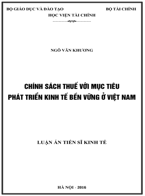 Luận án Chính sách thuế với mục tiêu phát triển kinh tế bền vững ở Việt nam