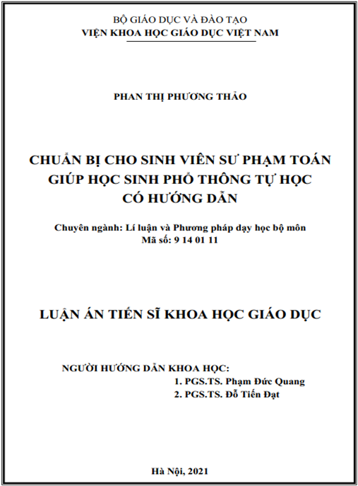 Luận án –  Chuẩn bị cho sinh viên sư phạm toán giúp học sinh phổ thông tự học có hướng dẫn
