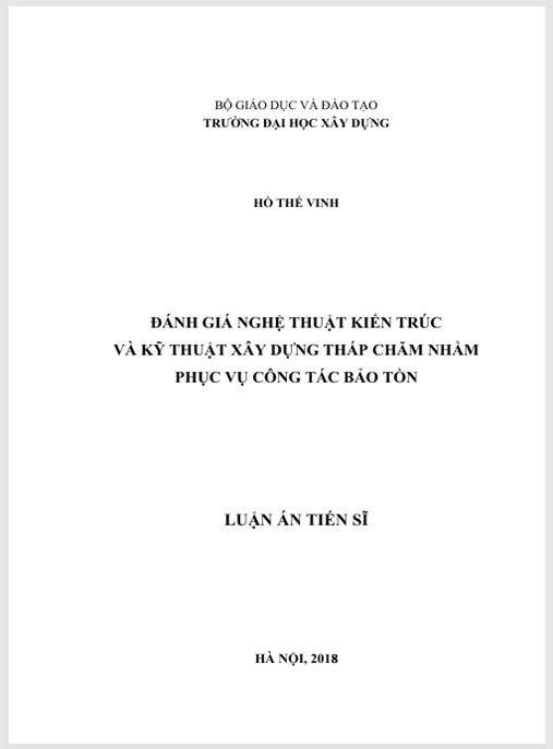 Luận án Đánh Giá Nghệ Thuật Kiến Trúc Và Kỹ Thuật Xây Dựng Tháp Chăm Nhằm Phục Vụ Công Tác Bảo Tồn