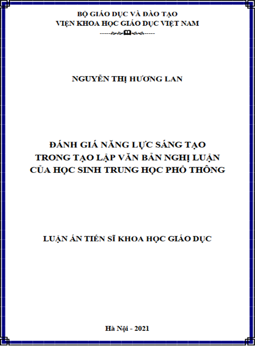 Luận án –  Đánh giá năng lực sáng tạo trong tạo lập văn bản nghị luận của học sinh trung học phổ thông