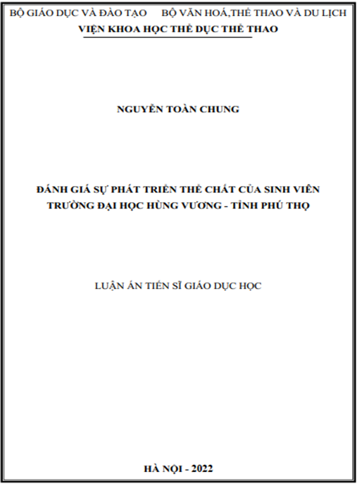 Luận án –  Đánh giá sự phát triển thể chất của sinh viên trường Đại học Hùng Vương – tỉnh Phú Thọ