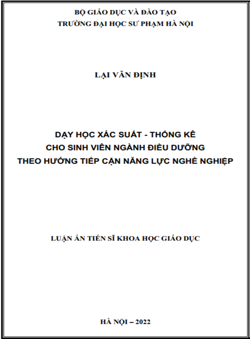 Luận án –  Dạy học Xác suất – Thống kê cho sinh viên ngành Điều dưỡng theo hướng tiếp cận năng lực nghề nghiệp