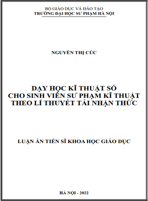 Luận án – Dạy học kĩ thuật số cho sinh viên sư phạm kĩ thuật theo lí thuyết tải nhận thức