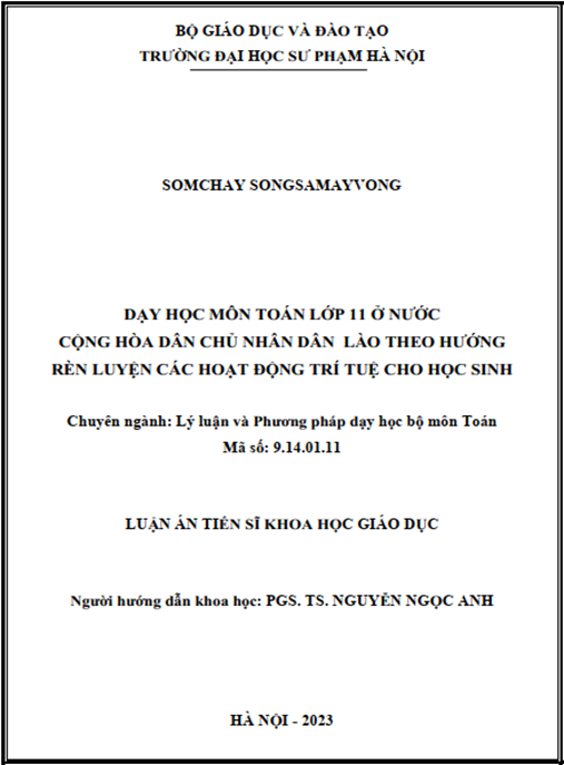 Luận án – Dạy học môn Toán lớp 11 ở nước Cộng hòa Dân chủ Nhân dân Lào theo hướng rèn luyện các hoạt động trí tuệ cho học sinh