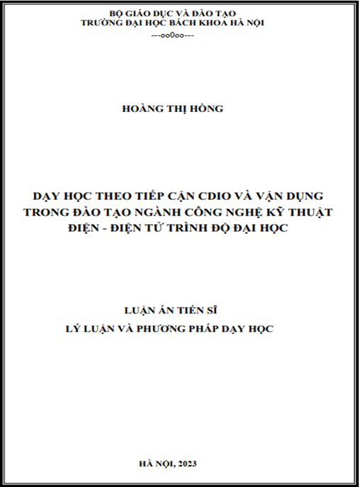 Luận án – Dạy học theo tiếp cận CDIO và vận dụng trong đào tạo ngành công nghệ kỹ thuật điện – điện tử trình độ đại học