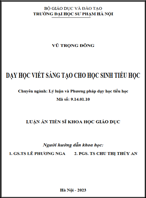 Luận án –  Dạy học viết sáng tạo cho học sinh tiểu học