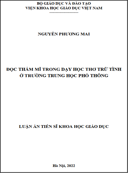 Luận án – Đọc thẩm mĩ trong dạy học thơ trữ tình ở trường trung học phổ thông