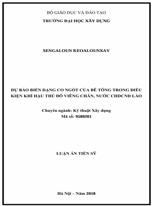 Luận án Dự báo biến dạng co ngót của bê tông trong điều kiện khí hậu thủ đô Viêng Chăn, nước CHDCND Lào