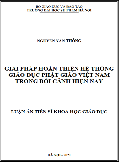 Luận án –  Giải pháp hoàn thiện hệ thống giáo dục phật giáo Việt Nam trong bối cảnh hiện nay