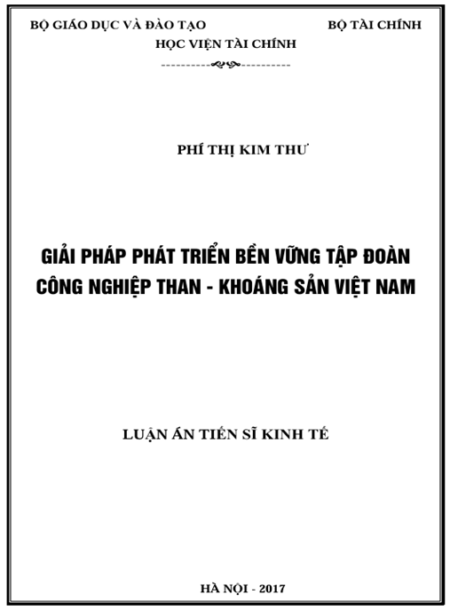 Luận án Giải pháp phát triển bền vững Tập đoàn Công nghiệp Than – Khoáng sản Việt Nam