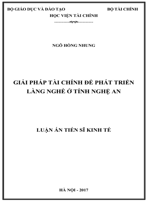 Luận án Giải pháp tài chính để phát triển làng nghề ở tỉnh Nghệ An
