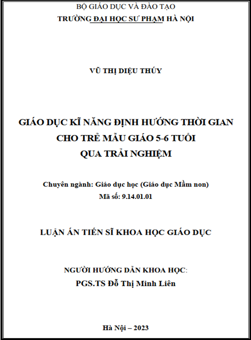 Luận án – Giáo dục kĩ năng định hướng thời gian cho trẻ mẫu giáo 5-6 tuổi qua trải nghiệm