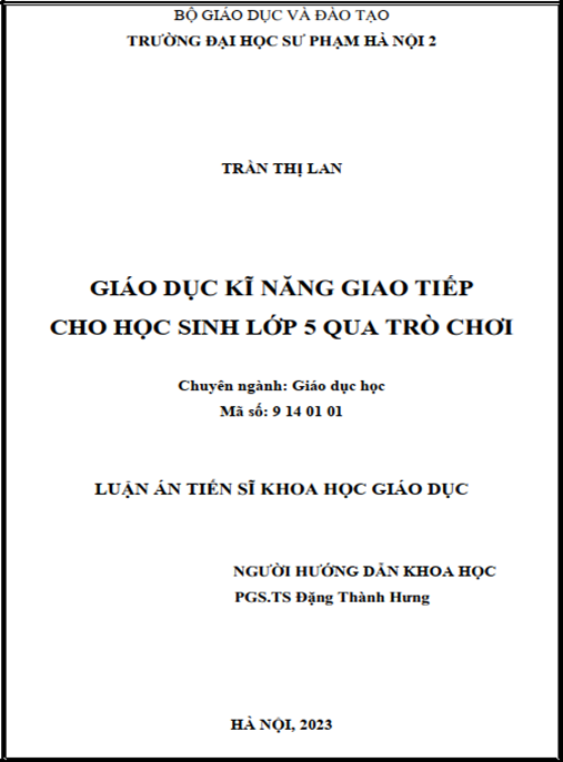 Luận án – Giáo dục kĩ năng giao tiếp cho học sinh lớp 5 qua trò chơi