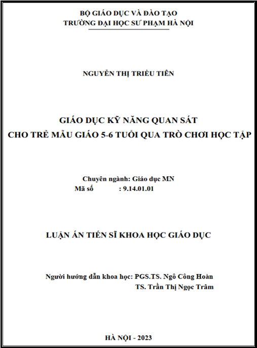 Luận án – Giáo dục kỹ năng quan sát cho trẻ mẫu giáo 5-6 tuổi qua trò chơi học tập
