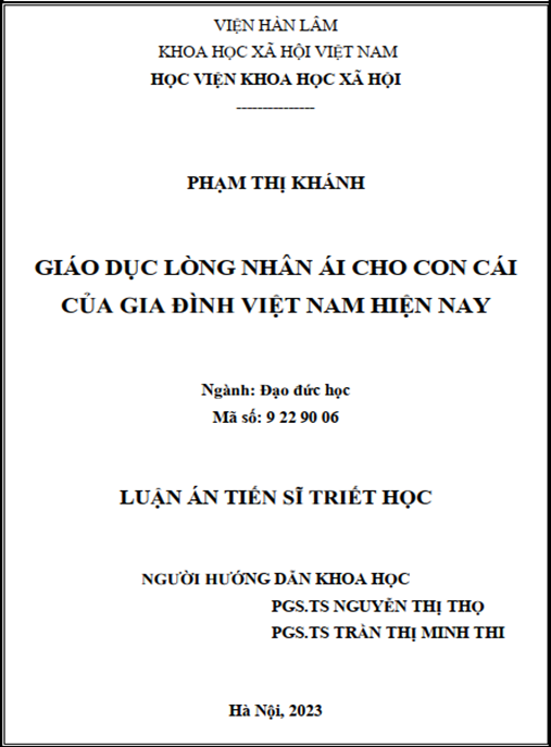 Luận án – Giáo dục lòng nhân ái cho con cái của gia đình Việt Nam hiện nay