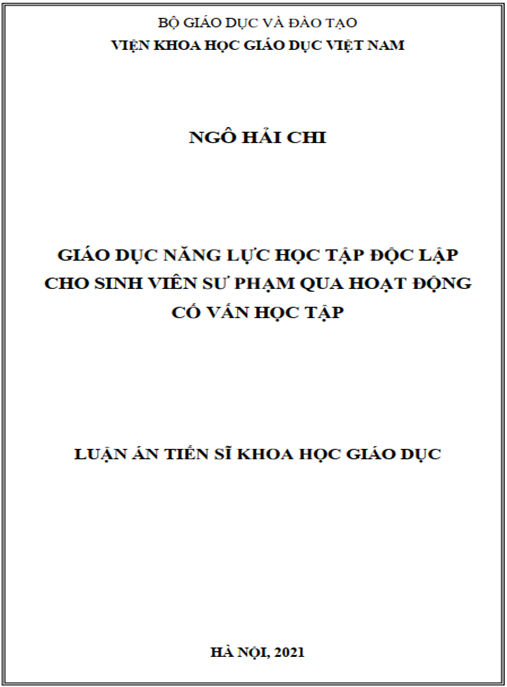 Luận án –  Giáo dục năng lực học tập độc lập cho sinh viên sư phạm qua hoạt động cố vấn học tập