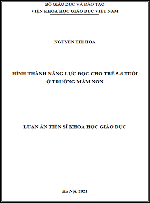 Luận án –   Hình thành năng lực đọc cho trẻ 5-6 tuổi ở trường mầm non