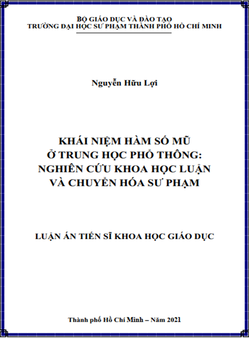 Luận án –  Khái niệm hàm số mũ ở trung học phổ thông – Nghiên cứu khoa học luận và chuyển hóa sư phạm