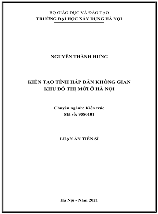 Luận án – Kiến tạo tính hấp dẫn không gian khu đô thị mới ở Hà Nội