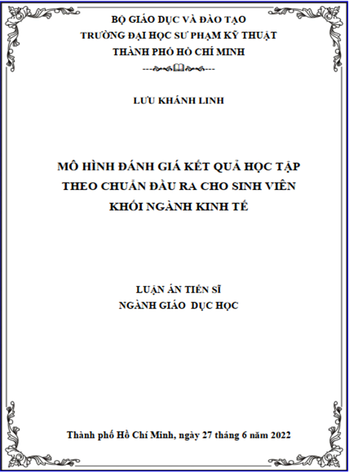 Luận án –  Mô hình đánh giá kết quả học tập theo chuẩn đầu ra cho sinh viên khối ngành kinh tế.
