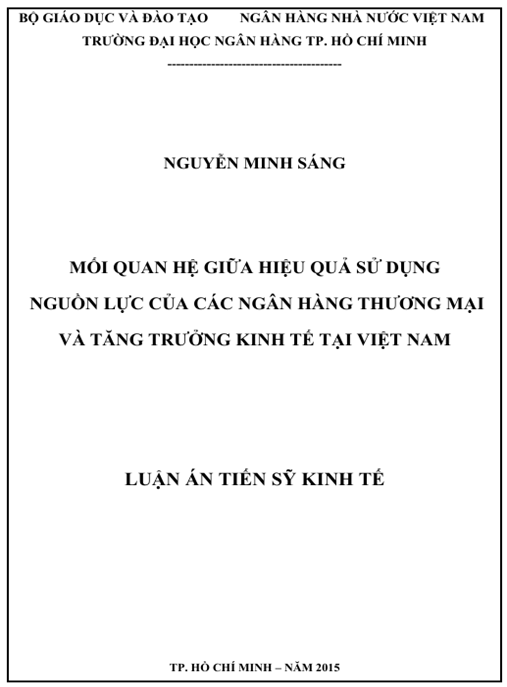 Luận án Mối quan hệ giữa hiệu quả sử dụng nguồn lực của các ngân hàng thương mại và tăng trưởng kinh tế tại Việt Nam