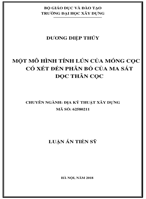 Luận án Một mô hình tính lún của móng cọc có xét đến phân bố của ma sát dọc thân cọc