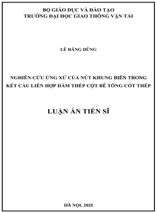 Luận án – Nghiên Cứu Ứng Xử Của Nút Khung Biên Trong Kết Cấu Liên Hợp Dầm Thép Cột Bê Tông Cốt Thép