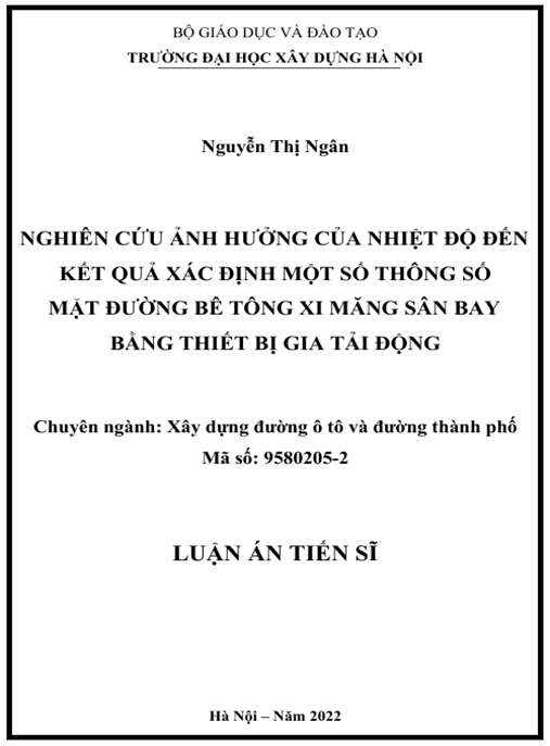 Luận án – Nghiên cứu ảnh hưởng của nhiệt độ đến kết quả xác định một số thông số mặt đường bê tông xi măng sân bay bằng thiết bị gia tải động