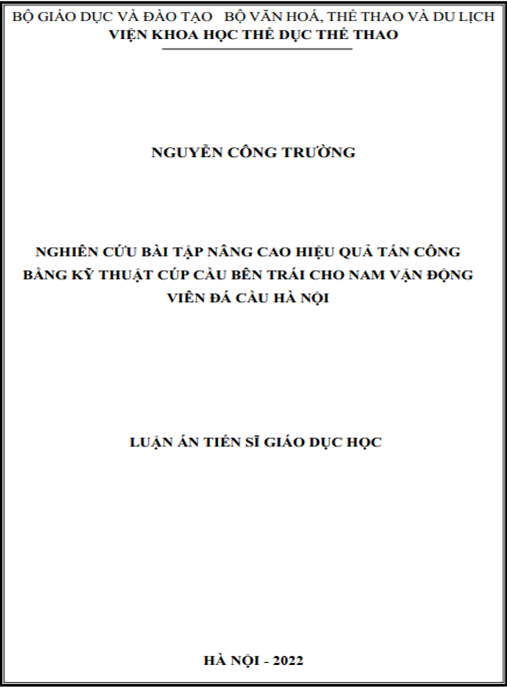 Luận án –  Nghiên cứu bài tập nâng cao hiệu quả tấn công bằng kỹ thuật cúp cầu trái cho nam VĐV đá cầu Hà Nội