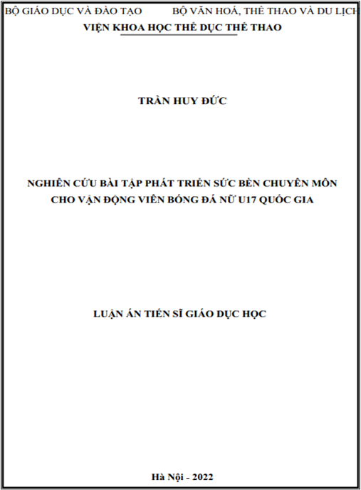 Luận án – Nghiên cứu bài tập phát triển sức bền chuyên môn cho vận động viên Bóng đã nữ U17 Quốc gia