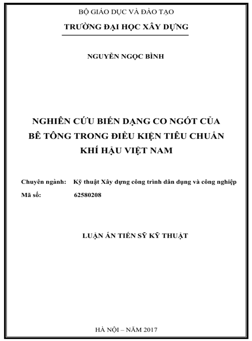 Luận án Nghiên cứu biến dạng co ngót của bê tông trong điều kiện tiêu chuẩn khí hậu Việt Nam
