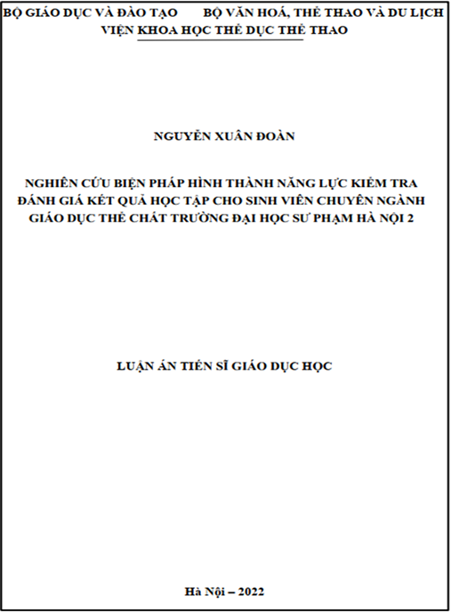 Luận án –  Nghiên cứu biện pháp hình thành năng lực kiểm tra đánh giá kết quả học tập cho sinh viên chuyên ngành giáo dục thể chất trường Đại học sư phạm Hà Nội 2