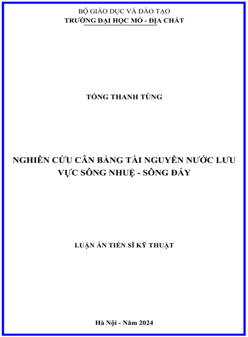 Luận án – Nghiên cứu cân bằng tài nguyên nước lưu vực sông Nhuệ – sông Đáy