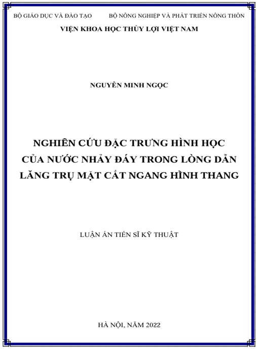 Luận án – Nghiên cứu đặc trưng hình học của nước nhảy đáy trong kênh lăng trụ mặt cắt ngang hình thang