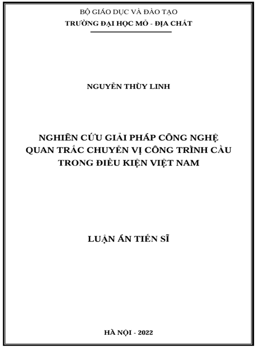 Luận án – Nghiên cứu giải pháp công nghệ quan trắc chuyển vị công trình cầu trong điều kiện Việt Nam