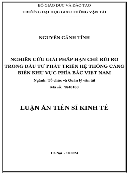 Luận án – Nghiên cứu giải pháp hạn chế rủi ro trong đầu tư hệ thống cảng biển khu vực phía Bắc Việt Nam