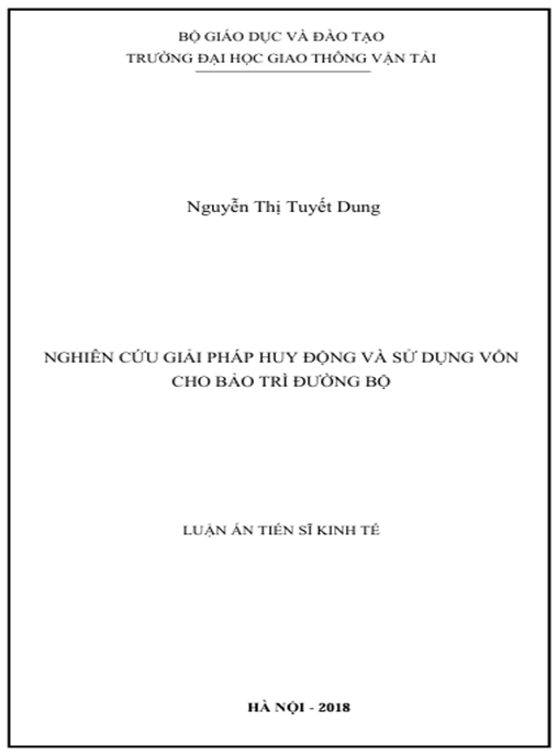 Luận án Nghiên cứu giải pháp huy động và sử dụng vốn cho bảo trì đường bộ