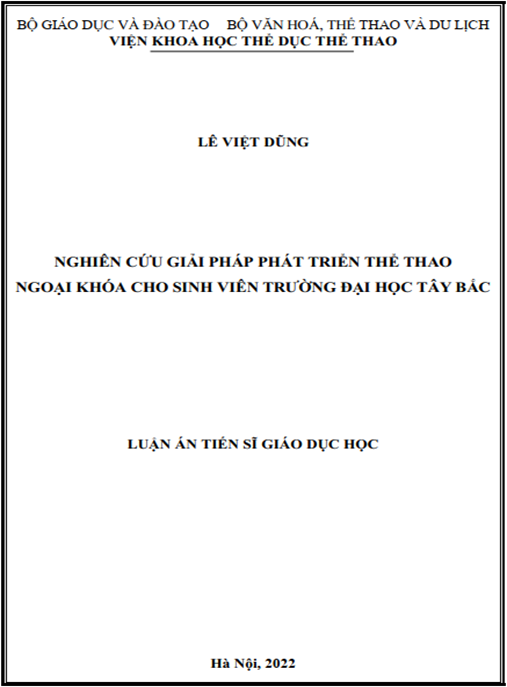 Luận án –  Nghiên cứu giải pháp phát triển thể thao ngoại khóa cho sinh viên trường Đại học Tây Bắc