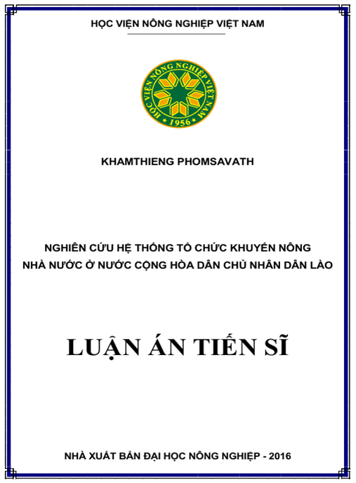 Luận án Nghiên cứu hệ thống tổ chức khuyến nông nhà nước ở nước Cộng hòa Dân chủ Nhân dân Lào
