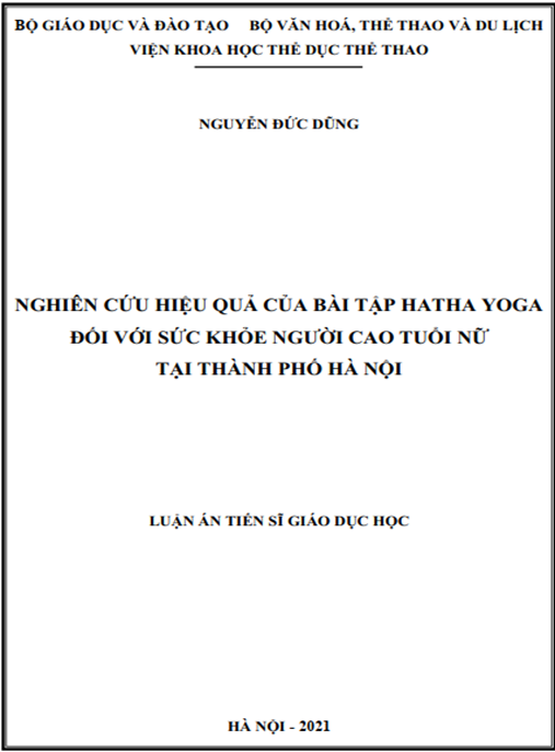 Luận án –  Nghiên cứu hiệu quả của bài tập Hatha Yoga đối với sức khỏe người cao tuổi nữ tại thành phố Hà Nội